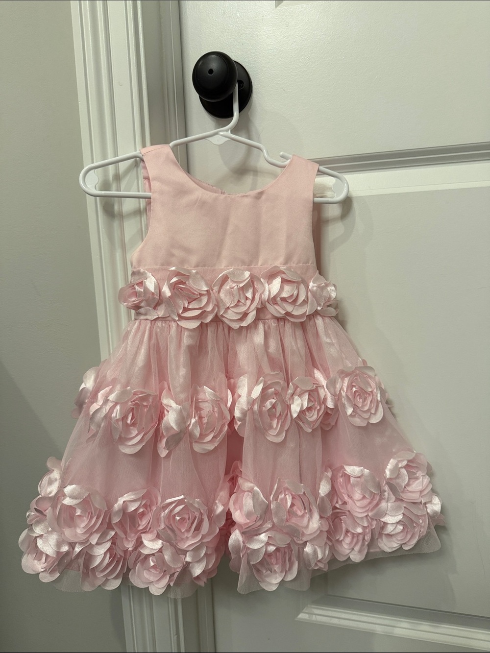 Bonnie Baby Pink Rose Appliqué Tulle Dress